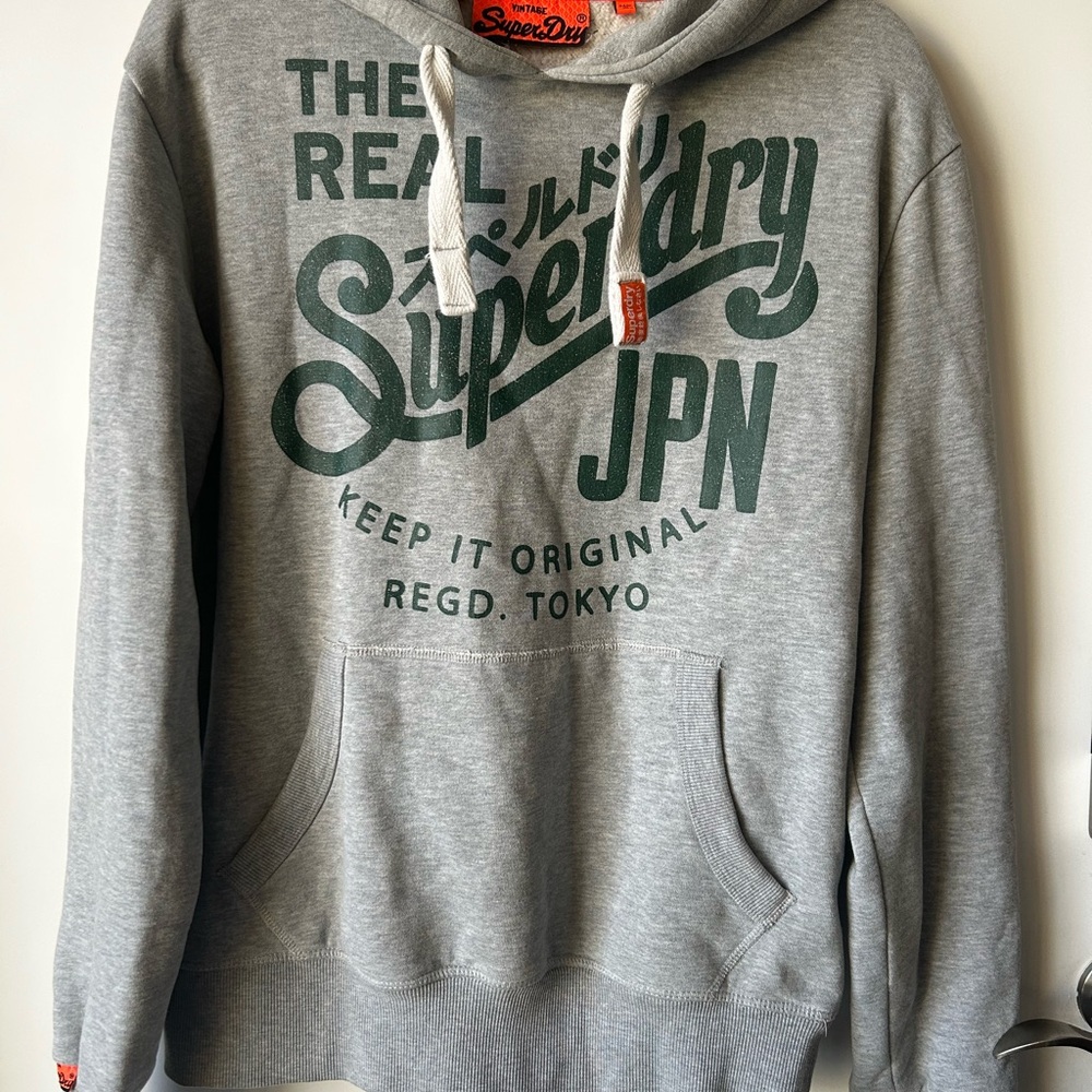 Superdry Vintage Logo Gray Hoodie Pullover Men’s LRG Tokyo Japan Classic